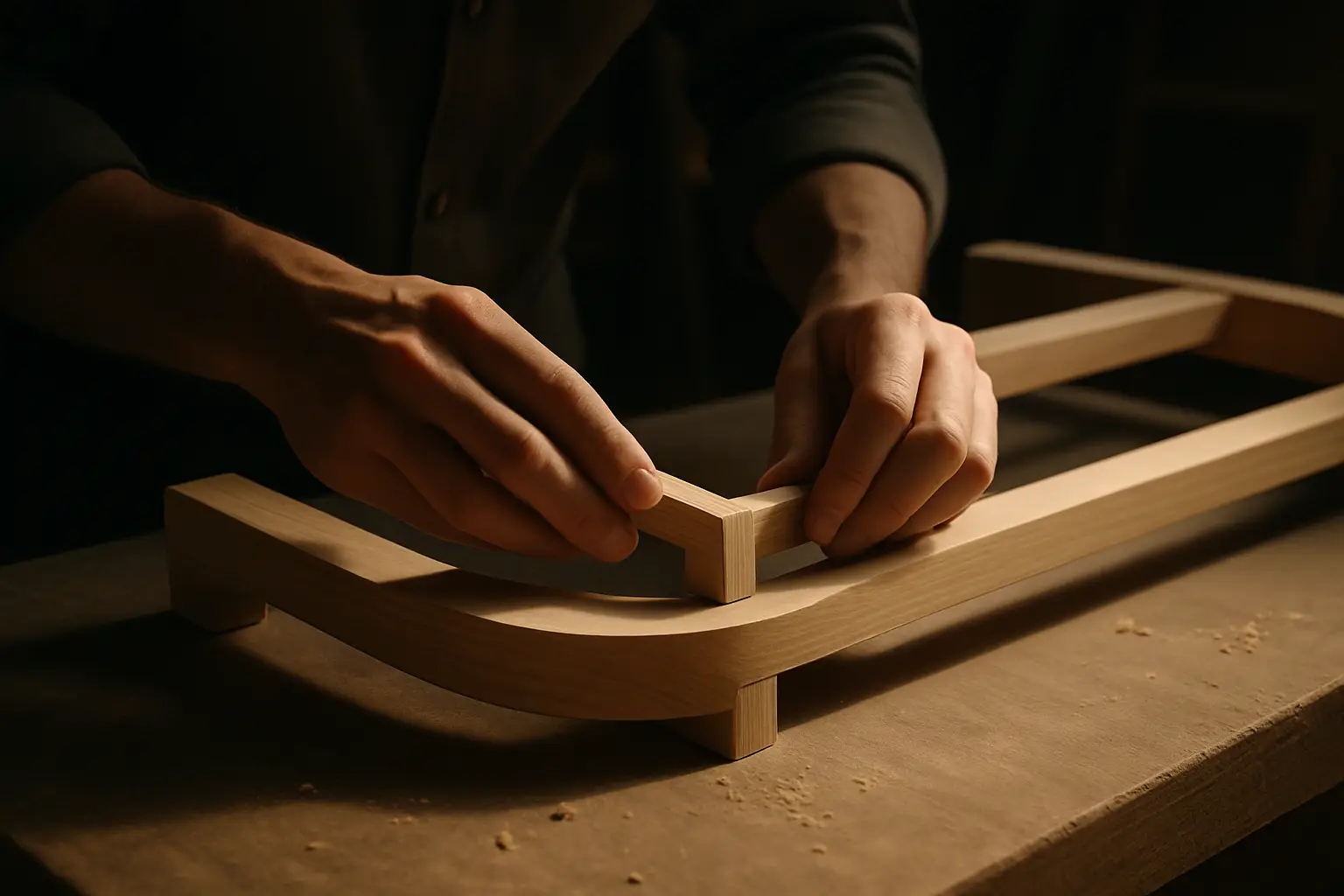 Skilled craftsman at work on bespoke timber joinery
